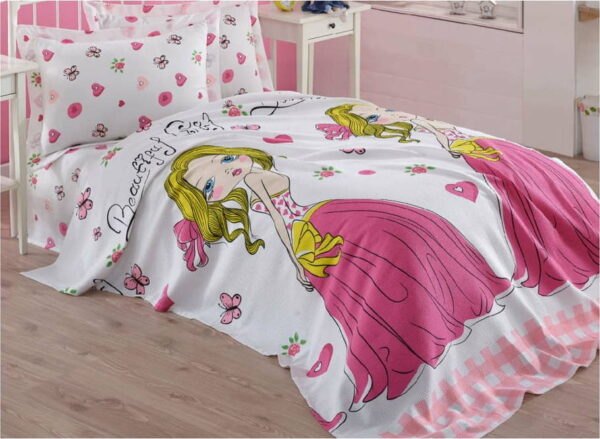 Růžový dětský bavlněný přehoz přes postel Mijolnir
