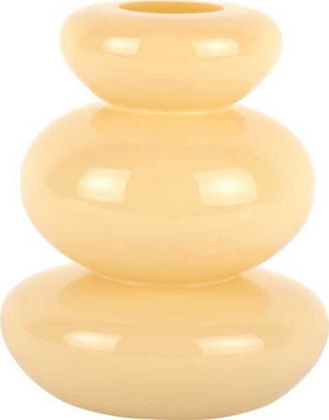 Světle žlutá skleněná váza Bubbles