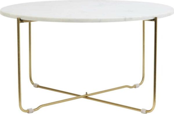 Bílý/ve zlaté barvě kamenný kulatý konferenční stolek ø 65