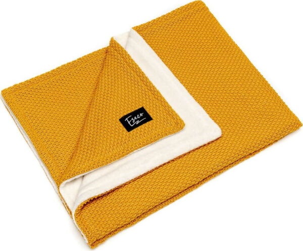 Hořčicově žlutá dětská pletená deka