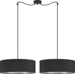 Černé dvouramenné závěsné svítidlo s detailem ve stříbrné barvě