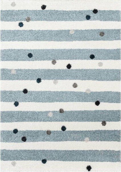 Bílo-modrý antialergenní dětský koberec 170x120 cm Stripes