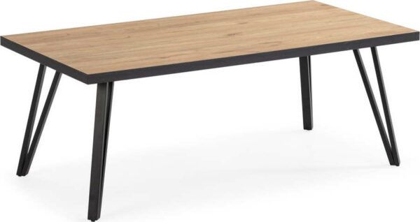 Černý/přírodní konferenční stolek s deskou v dubovém dekoru