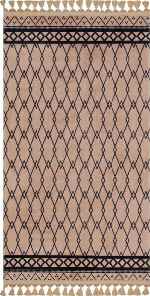 Hnědý pratelný koberec běhoun 300x80
