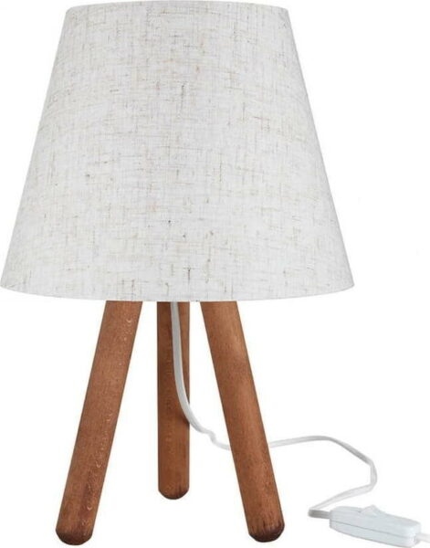 Stolní lampa s textilním stínidlem v bílo-přírodní barvě