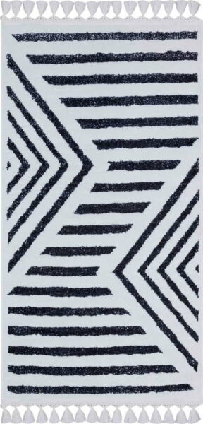 Bílo-modrý pratelný koberec běhoun 300x80