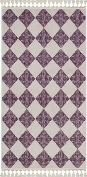 Fialovo-béžový pratelný koberec běhoun 300x80