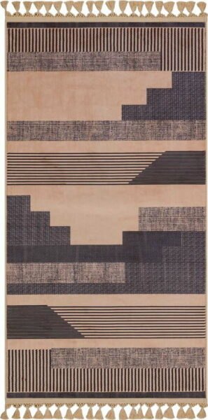 Hnědo-béžový pratelný koberec 200x100 cm