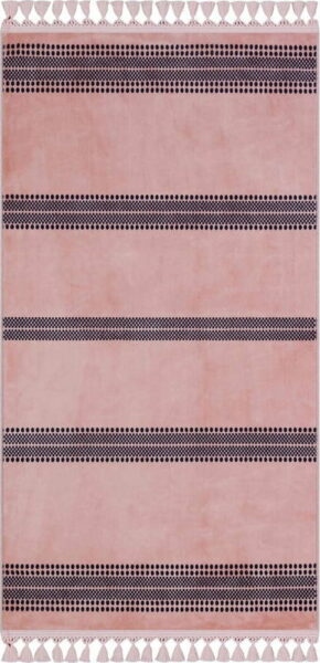 Růžový pratelný koberec běhoun 200x80