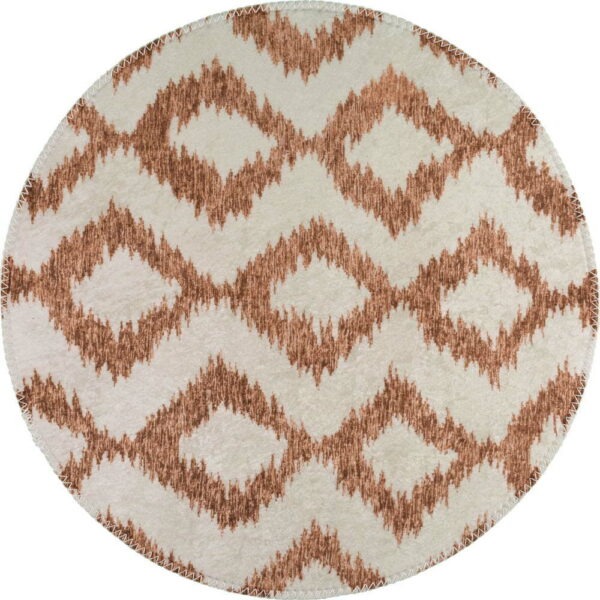Bílo-oranžový pratelný kulatý koberec ø 80