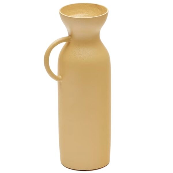 Hořčicově žlutá kovová váza Kave Home