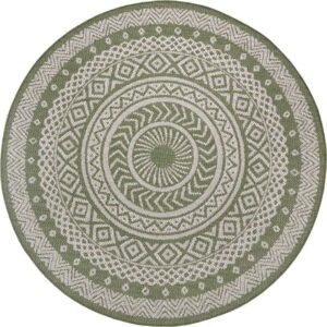 Zeleno-béžový venkovní koberec Ragami Round