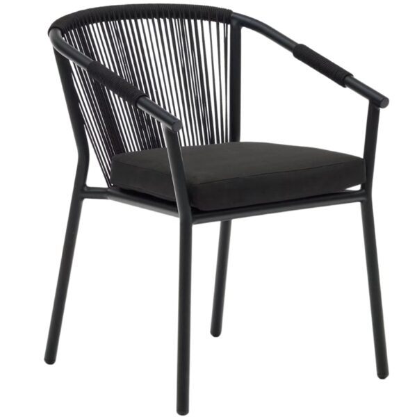 Černá kovová zahradní jídelní židle Kave