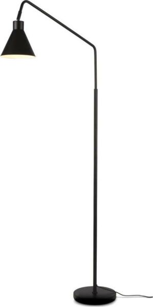 Černá stojací lampa s kovovým stínidlem (výška 153