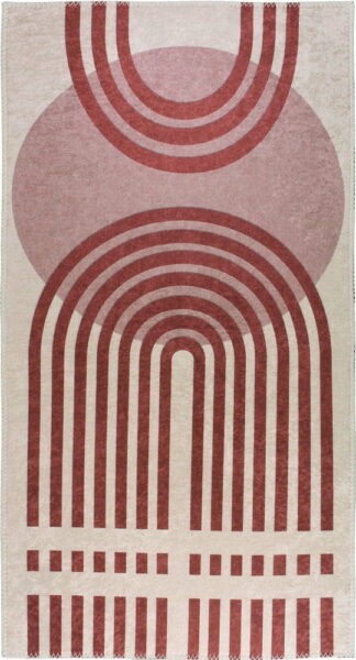 Červeno-bílý pratelný koberec 80x150 cm