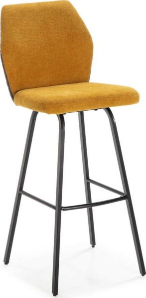 Barové židle v hořčicové barvě v sadě 2