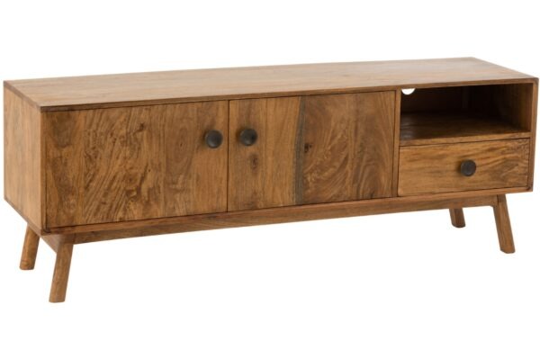 Hnědý dřevěný TV stolek J-line Oram