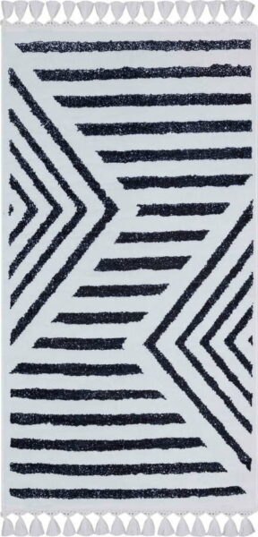 Bílo-modrý pratelný koberec běhoun 300x100