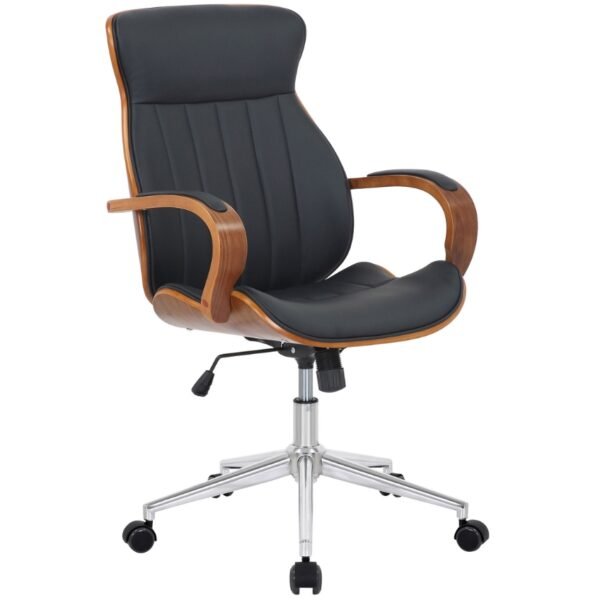 DMQ Černá koženková kancelářská židle Benno