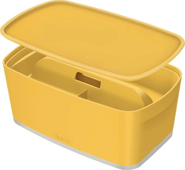 Žlutý úložný box s víkem