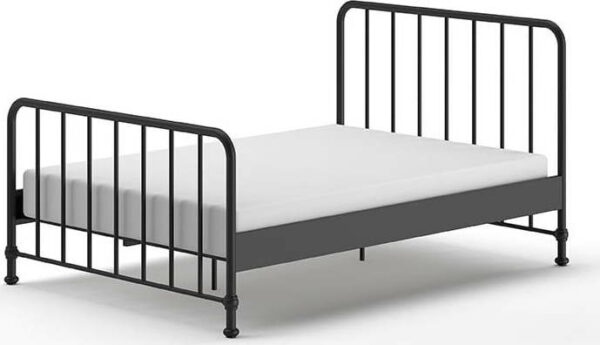 Černá kovová jednolůžková postel s roštem 140x200
