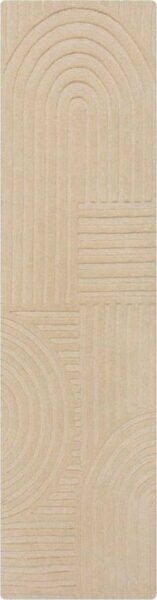 Béžový vlněný koberec běhoun 60x230 cm Zen