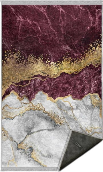 Bílo-vínový pratelný koberec 80x140 cm