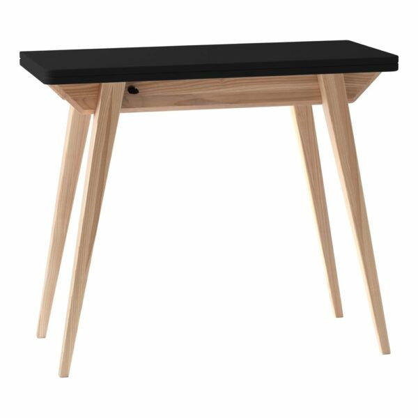 Přírodní konzolový stolek s černou deskou 45x90