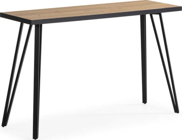 Černý/přírodní konzolový stolek s deskou v dubovém dekoru