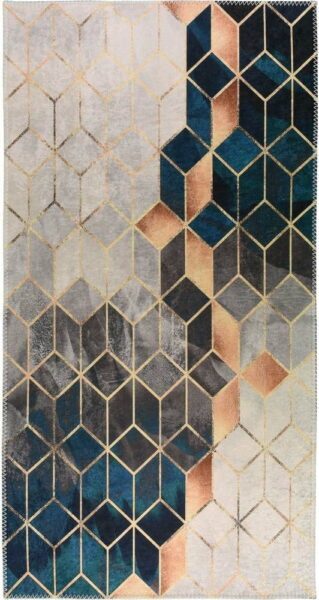 Modro-krémový pratelný koberec 160x230 cm