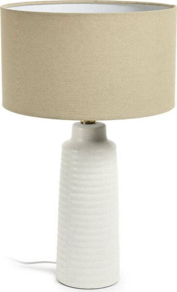 Bílá stolní lampa s textilním stínidlem (výška 58