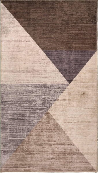 Hnědo-béžový pratelný koberec 80x50 cm