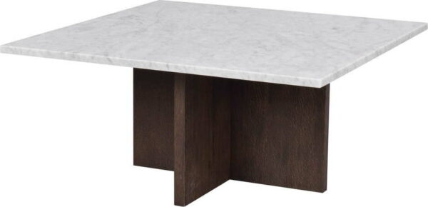Bílo-hnědý mramorový konferenční stolek 90x90 cm
