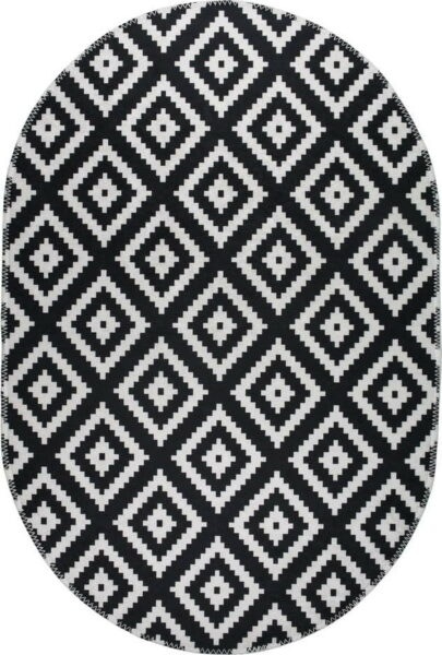 Černo-bílý pratelný koberec 60x100 cm