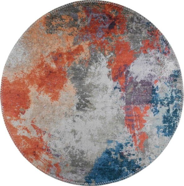 Modro-oranžový pratelný kulatý koberec ø 100