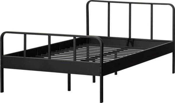 Černá kovová jednolůžková postel s roštem 120x200